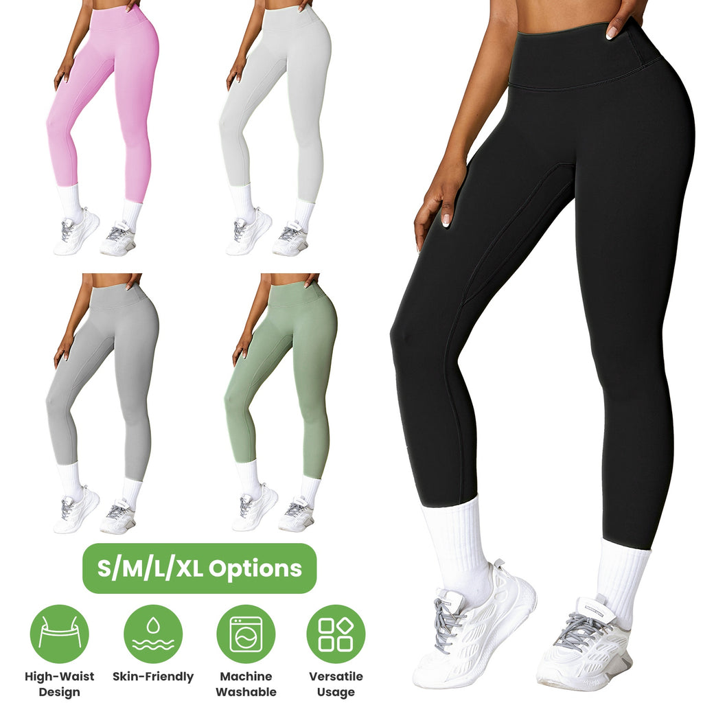 High-waist workout leggings, assorted colors, snug compression fit with ankle length