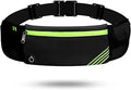 Black reflective waist pack with neon green zipper strip and adjustable belt strap.