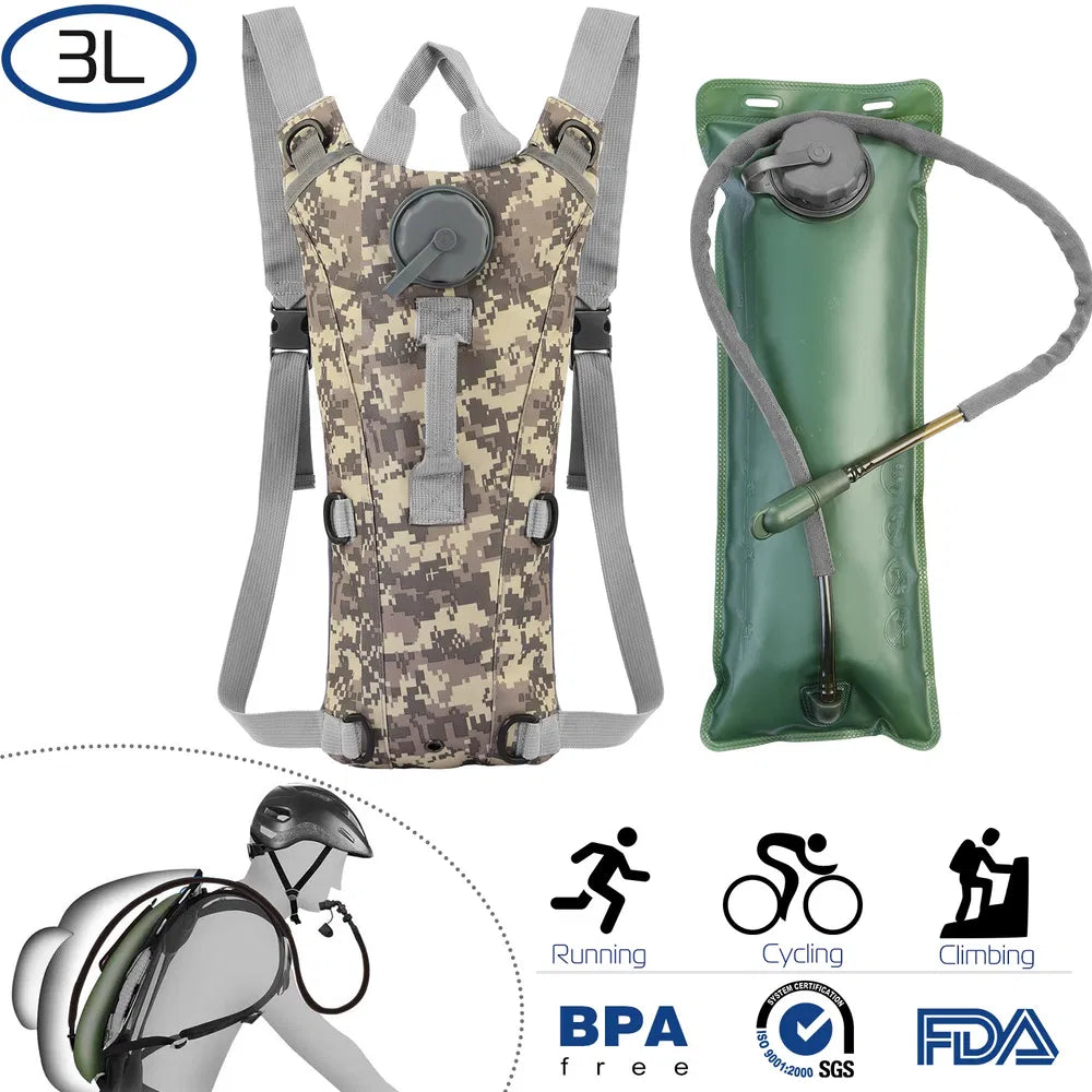 Tactical Hydration Pack 3L - Outdoor Adventure Water Backpack