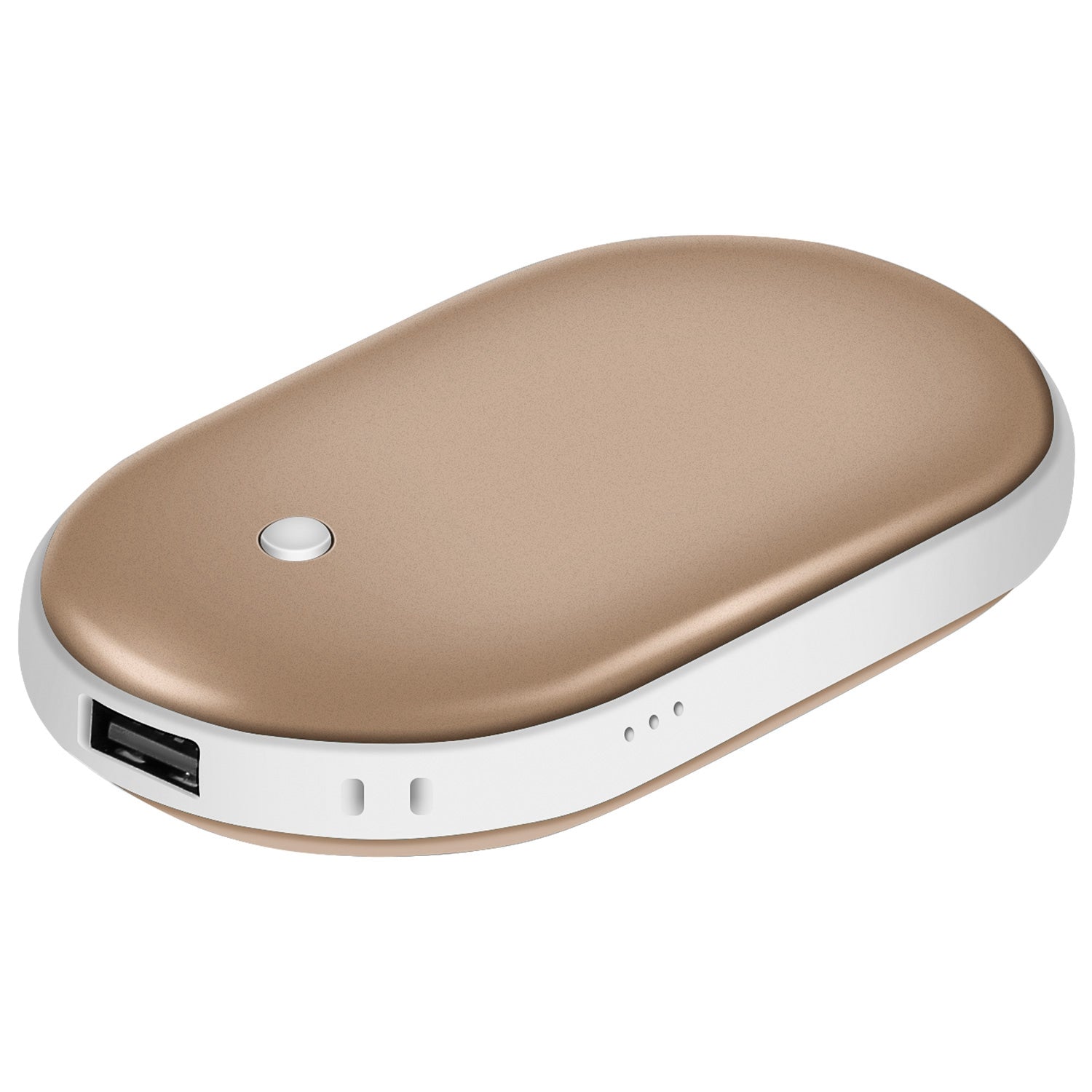 Gold hand warmer power bank with USB charging port