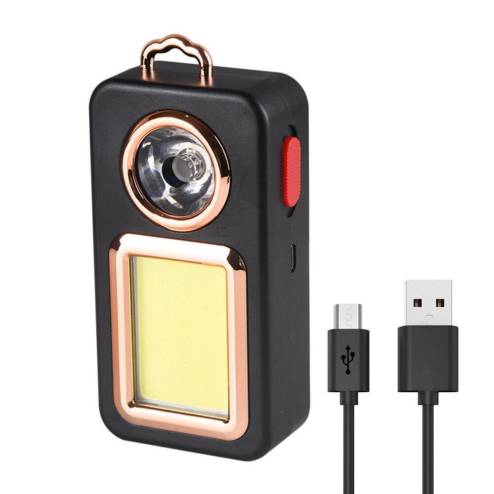 Solar camping lantern, black with rose-gold handle and dual light panels