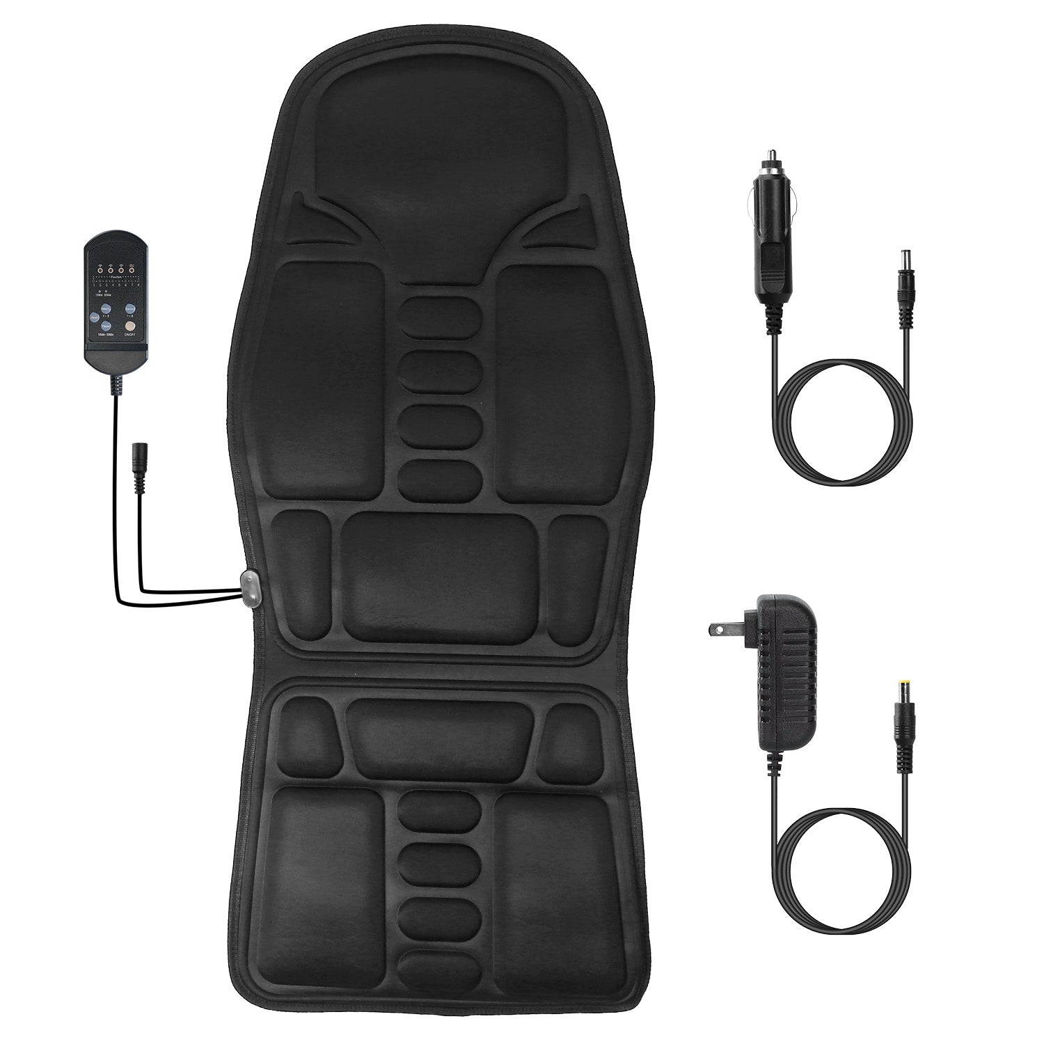 GetActive Electric Car Seat Massage Cushion | 8 Vibration Modes, Heat & 3 Intensity Levels | Chair & Car Use