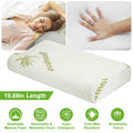 Bamboo contoured neck support pillow in light beige with green bamboo print