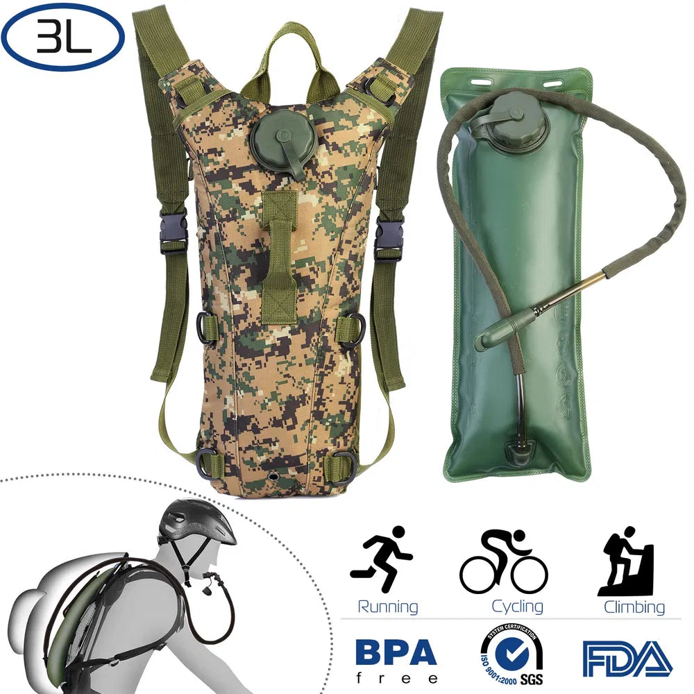 Tactical Hydration Pack 3L - Outdoor Adventure Water Backpack