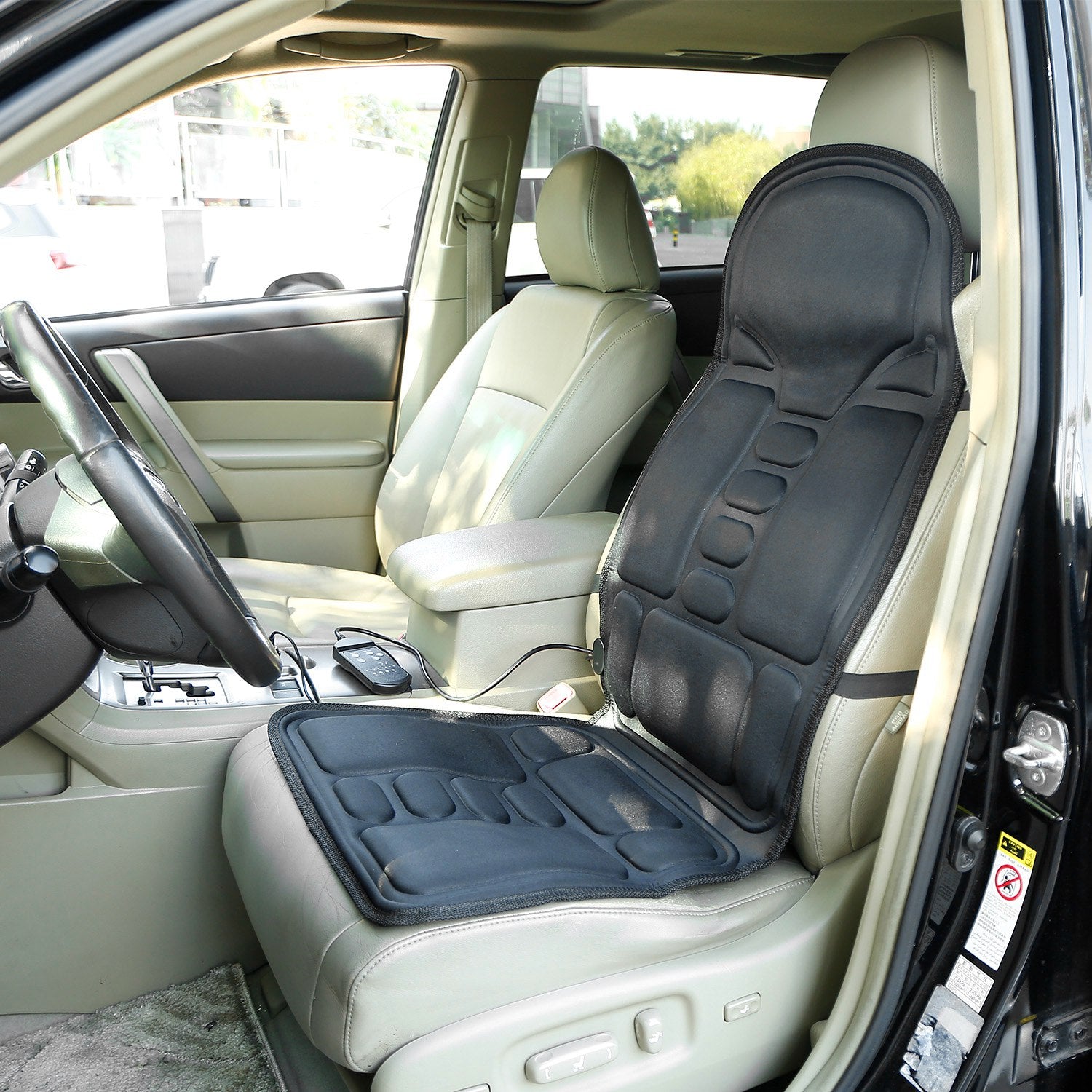 GetActive Electric Car Seat Massage Cushion | 8 Vibration Modes, Heat & 3 Intensity Levels | Chair & Car Use