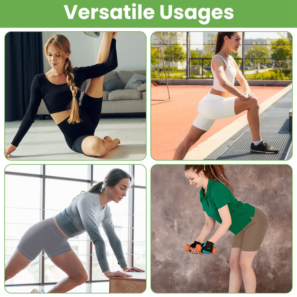 High-waist biker shorts worn in black, white, grey, and green activity scenes