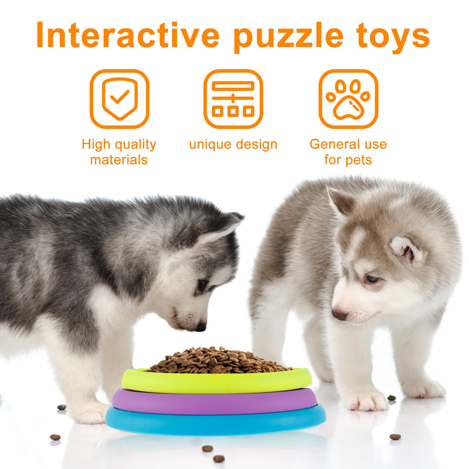 Green 3-in-1 interactive dog puzzle feeder with three textured feeding zones