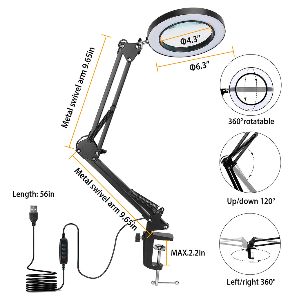 LumiMag™ LED Desk Lamp with 8X Magnifier