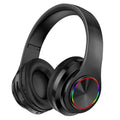 Black foldable wireless LED headphones, multicolor LED ring on ear cup