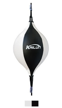 Adult boxing reflex ball, white with black center panel and logo