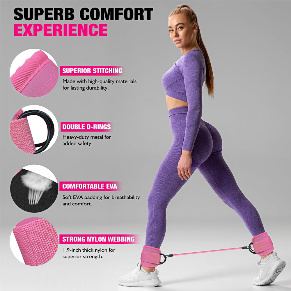 GetActive Ankle Resistance Bands with Cuffs | Kickback & Booty Lift Trainer