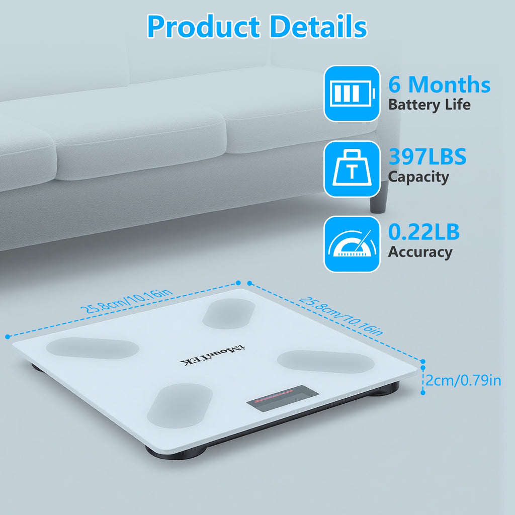 White smart body scale platform with round electrodes and digital LCD display