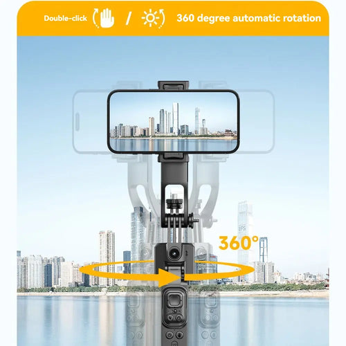 Auto face tracking selfie stick with phone mount and 360 rotation head