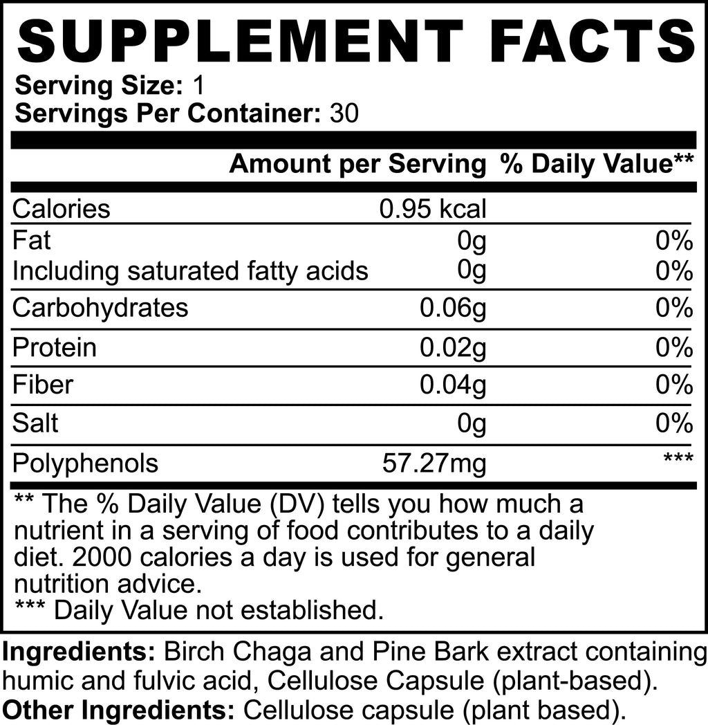 Supplement Facts label showing serving size 1 and 30 servings per container