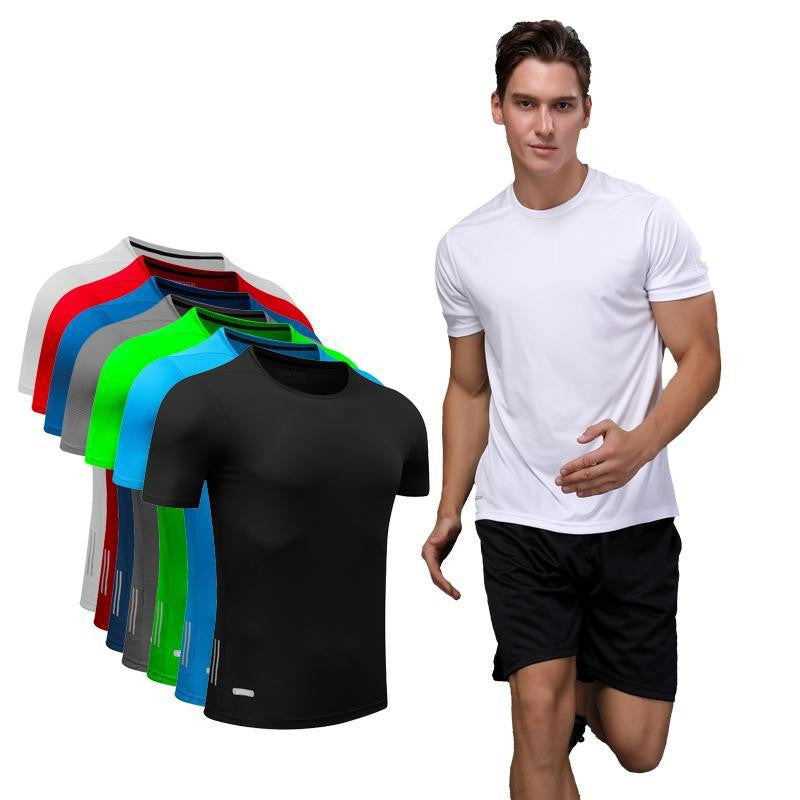 Quick-dry training t-shirt, white crew neck with short sleeves; set shows assorted colors