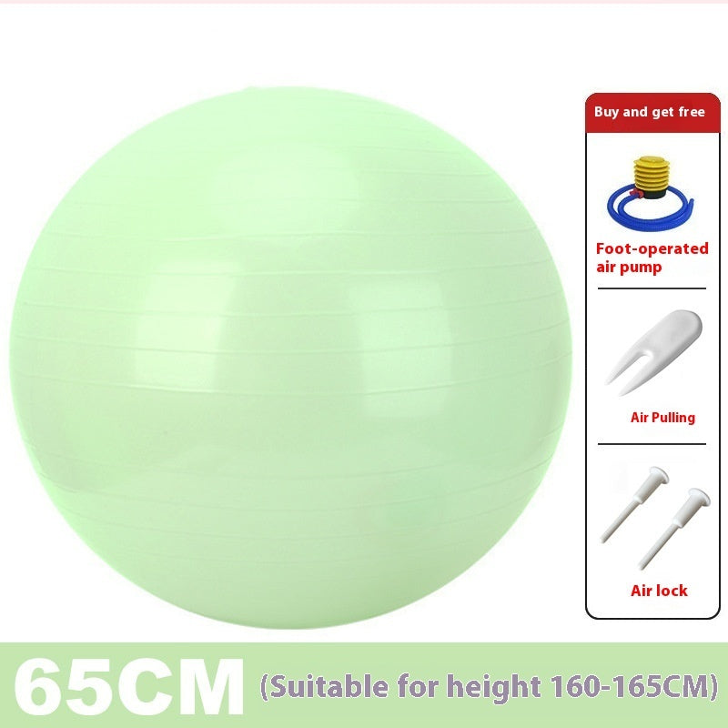 65cm exercise ball in light green, anti-burst design with evenly spaced grip lines