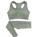 Seamless yoga sports bra and high-waist leggings set, hemp gray