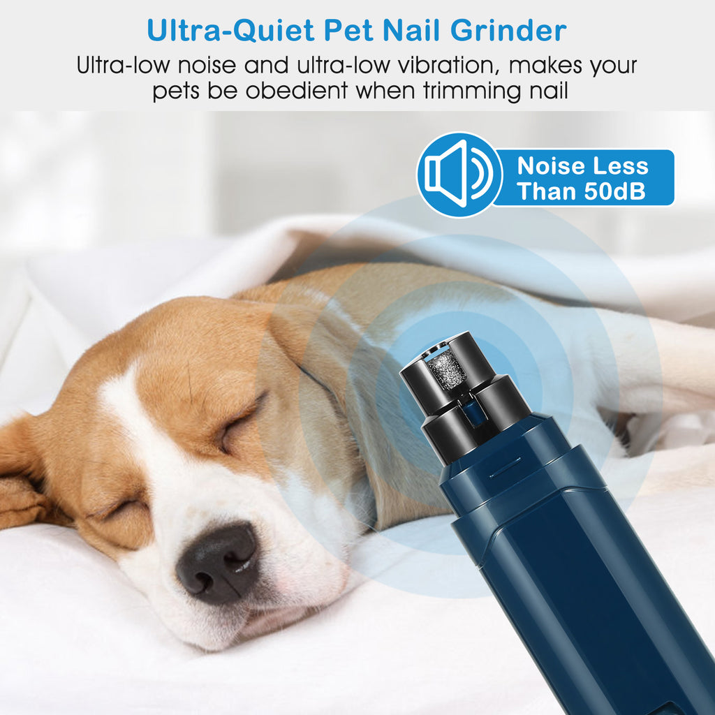Blue ultra-quiet pet nail grinder with black head and low-noise design