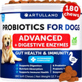 Artullano Probiotics for Dogs jar with 180 count label and advanced digestive enzymes info