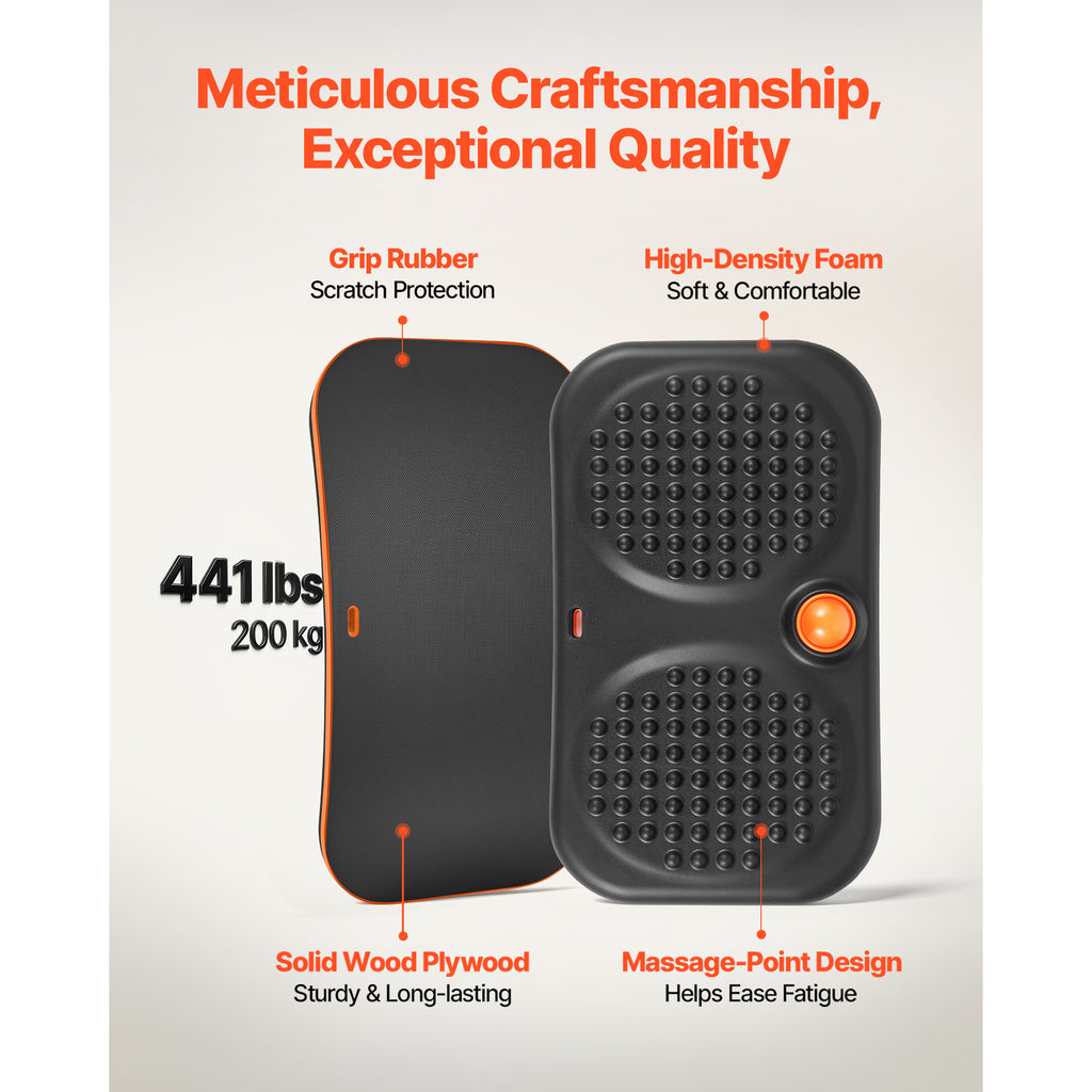 Massage wobble balance board with textured rubber nubs, orange control dome, gray base