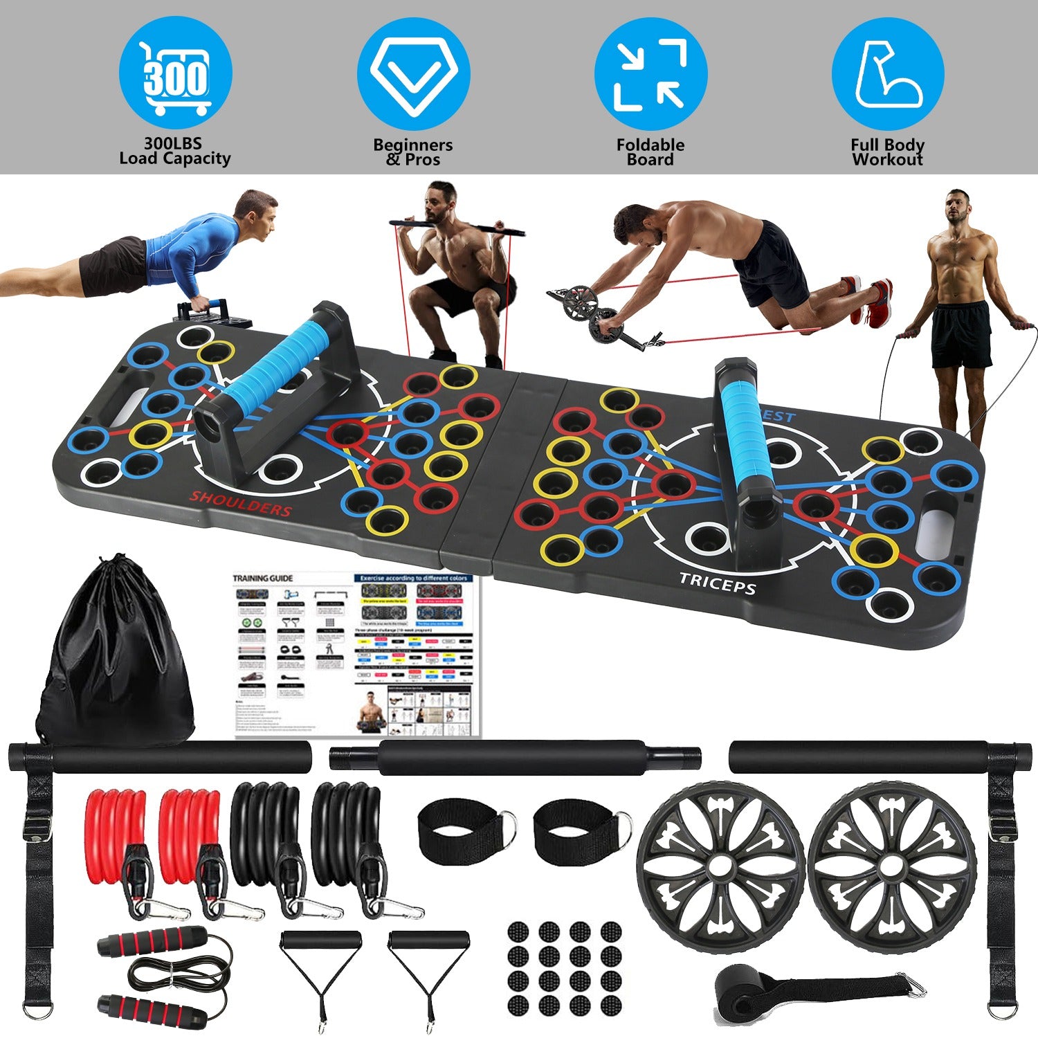 Complete Home Gym Training System - 15-in-1 Fitness Equipment Set