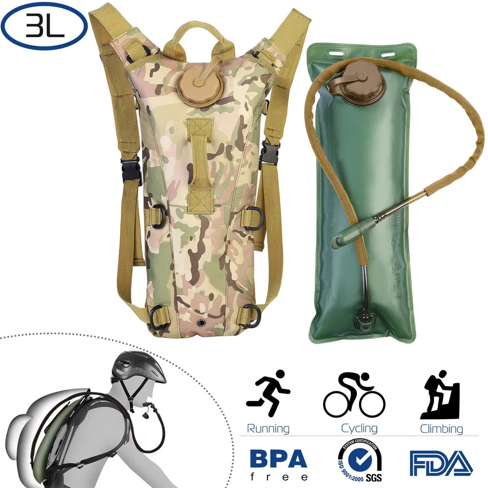 Tactical Hydration Pack 3L - Outdoor Adventure Water Backpack