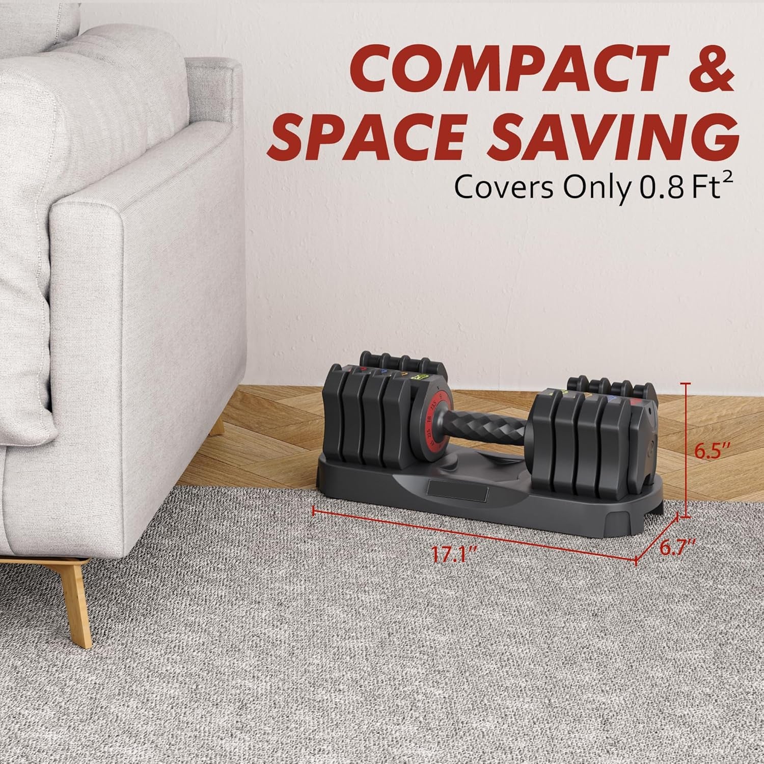 GetActive Pro Adjustable Dumbbell Set | 22.5lb 5-in-1 Home Gym Weights