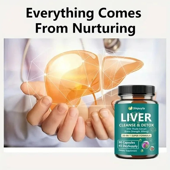 Liver cleanse & detox supplement bottle near liver wellness icon