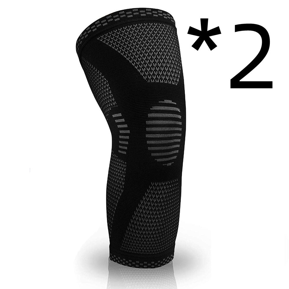 Black knee compression sleeve with teal knit accents and patterned compression zones
