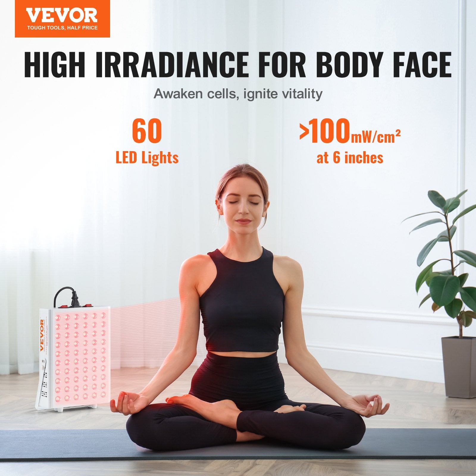 GetActive 80W Red Light Therapy Panel | 60 Dual-Chip LEDs | 660nm & 850nm Full Body Device