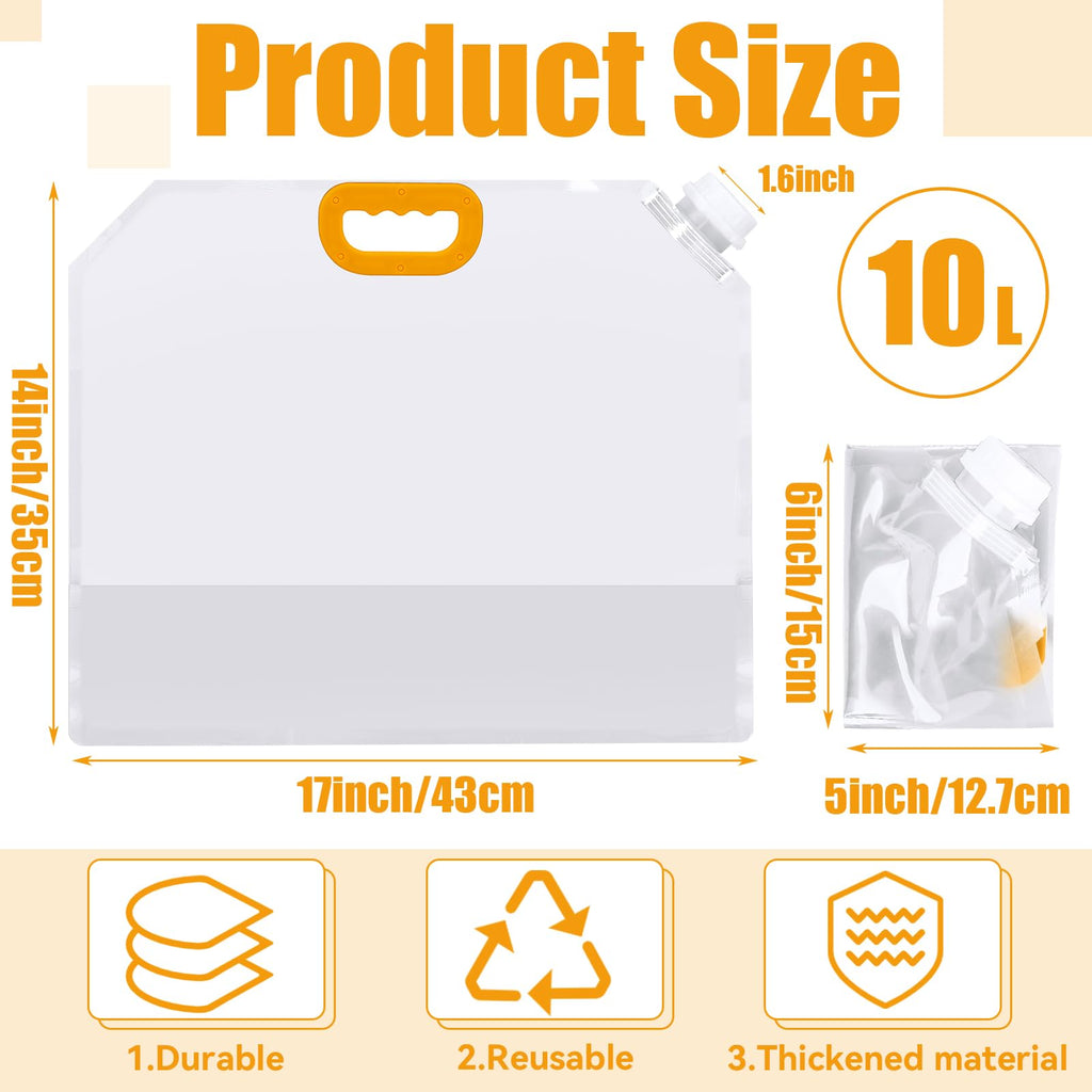 10L ice bath bag size chart with clear white bag and orange handle