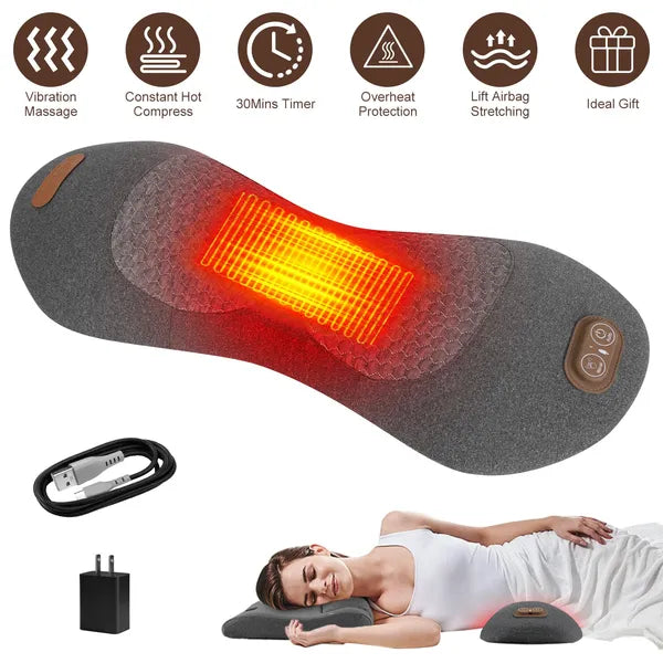 GetActive 3-in-1 Electric Lumbar Massager | Memory Foam with Heat, Vibration & Airbag Stretching