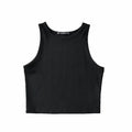 Women’s solid black ribbed fitness tank top, sleeveless