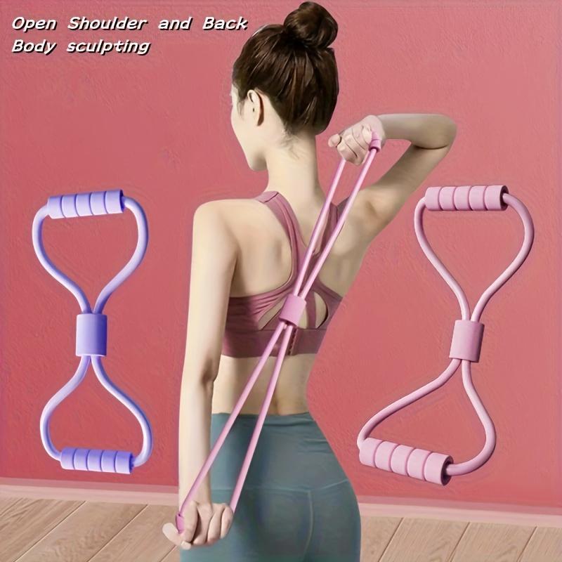 Pink 8-shape dual-loop resistance band with padded center and end grips