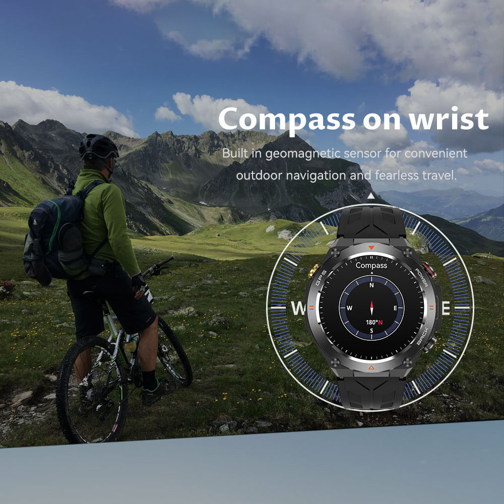 GetActive GPS Outdoor Smartwatch | Built-In GPS, Altimeter, Barometer & Compass | AI Voice | 1.45" HD