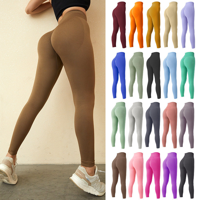 Women’s seamless high waist leggings in tan, full-length with snug fit